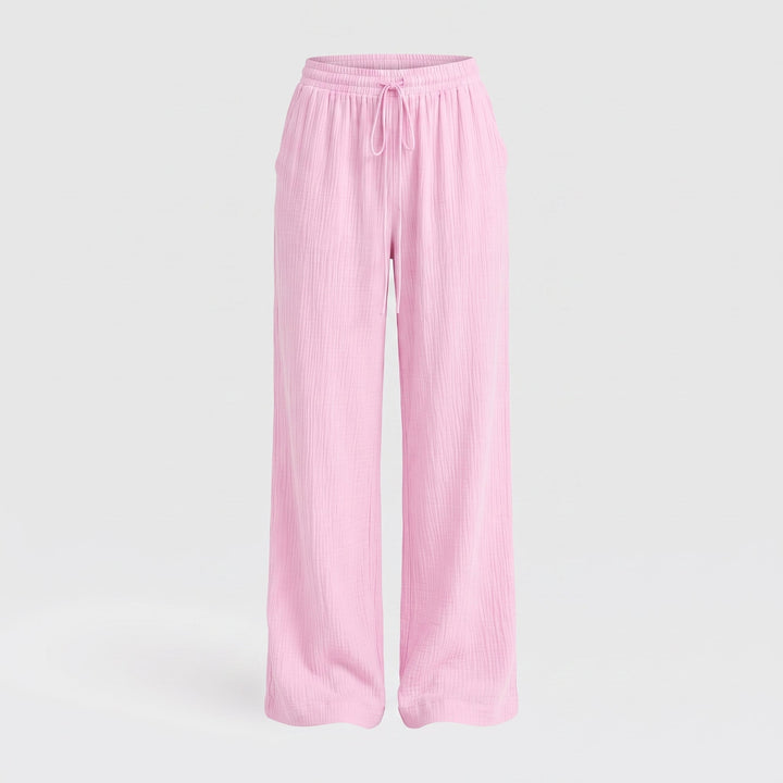 Pantaloni a Gamba Larga con Vita Elastica e Silhouette Fluida