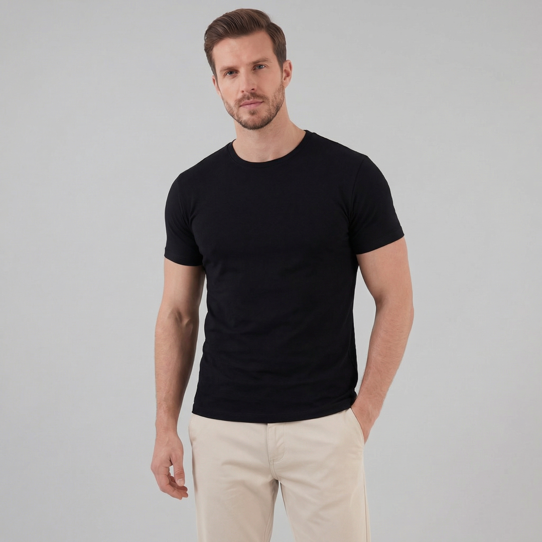 T-Shirt da Uomo con Silhouette Slim e Scollo Rotondo