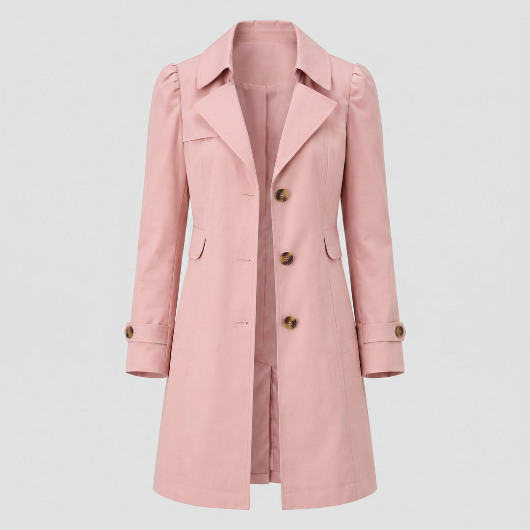 Trench da Donna con Collo con Revers e Chiusura a Bottoni