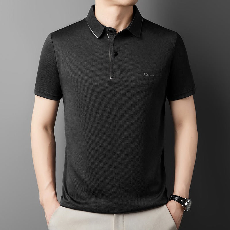 Classica Camicia a Quadri in Misto Cotone e Lino da Uomo Con Maniche Corte