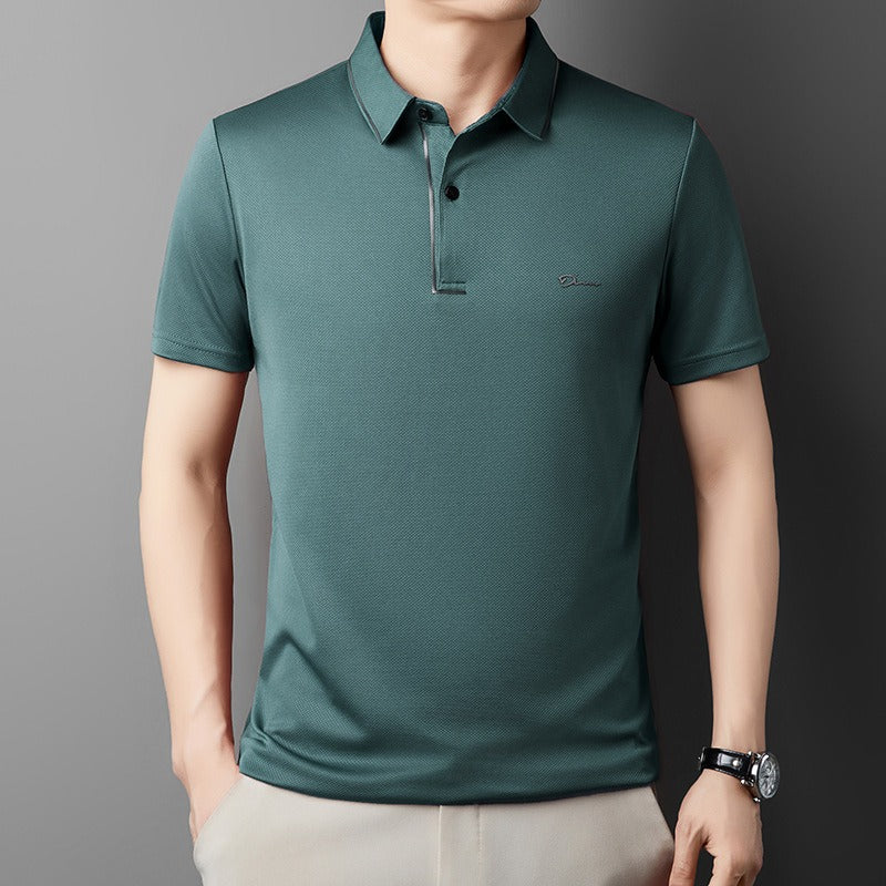 Classica Camicia a Quadri in Misto Cotone e Lino da Uomo Con Maniche Corte