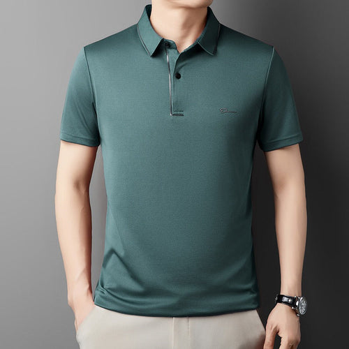 Classica Camicia a Quadri in Misto Cotone e Lino da Uomo Con Maniche Corte