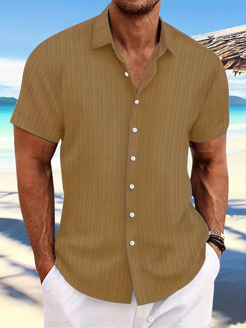 Leggera Camicia da Uomo Con Maniche Corte E Tessuto Leggero
