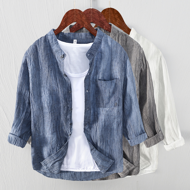 Sobria Camicia in Lino da Uomo Con Vestibilità Rilassata