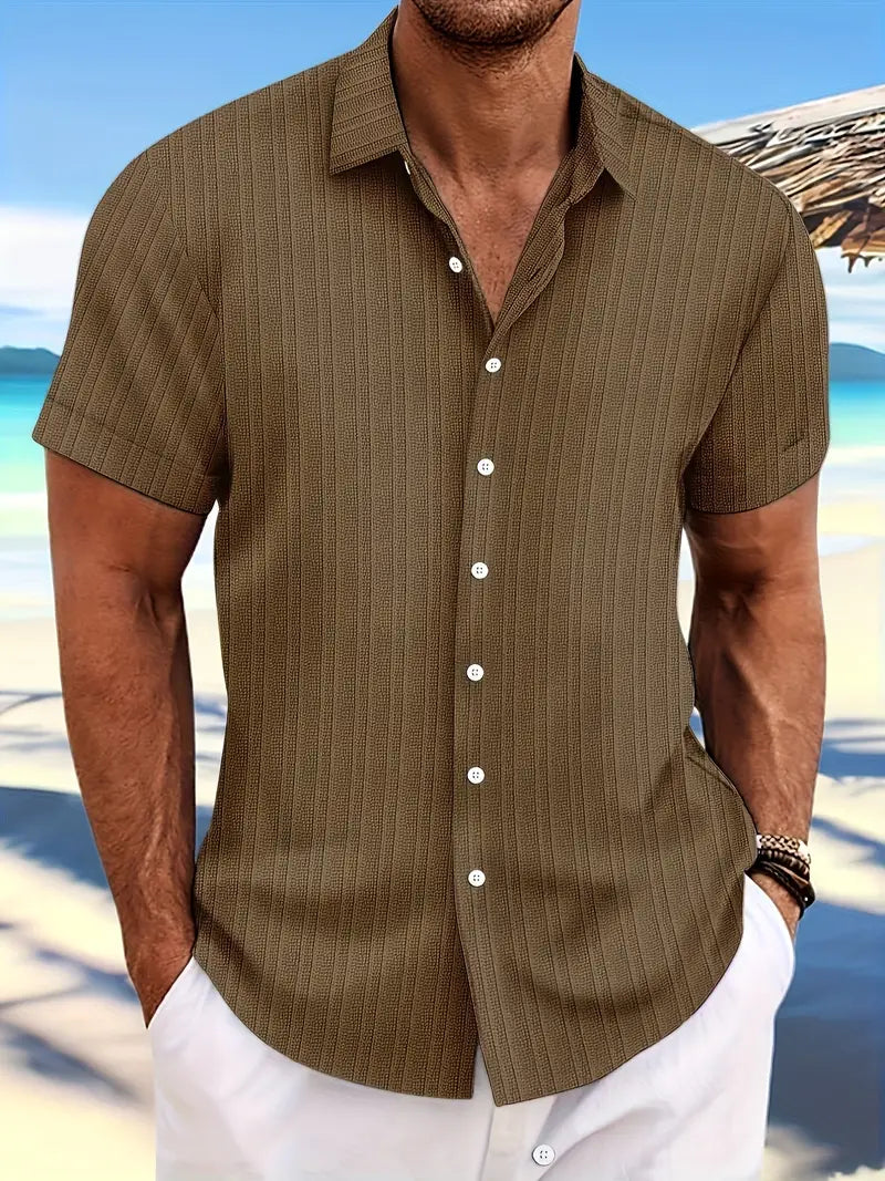 Leggera Camicia da Uomo Con Maniche Corte E Tessuto Leggero