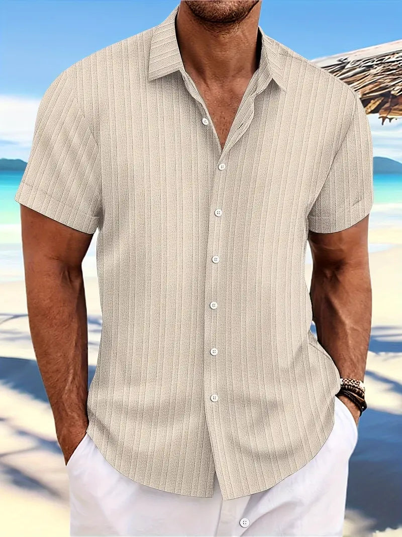 Leggera Camicia da Uomo Con Maniche Corte E Tessuto Leggero