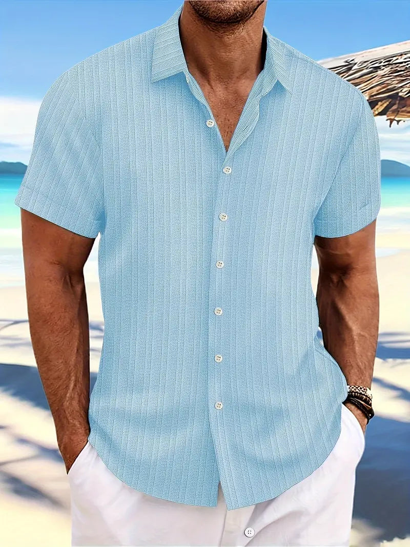 Leggera Camicia da Uomo Con Maniche Corte E Tessuto Leggero